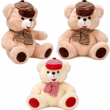 İlkyaz Fashion If 1001521 Peluş Ayı Oturan Şapkalı Atkılı 50CM 2r (Adet Fiyatıdır)