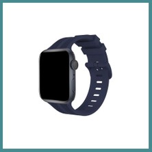 Bezos Watch 38MM Uyumlu KR408 Çizgili Silikon Kordon - Lacivert Mac