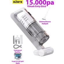 Tr 15000PA Yüksek Emiş Gücü Kablosuz El Süpürgesi, LED Işıklı, Kuru Islak Kullanım, Beyaz
