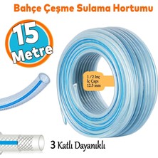 Xml Bayiciniz Tr Örgülü Bahçe Hortumu 15 Metre Dayanıklı 3 Katlı Sağlam Su Sulama Yıkama Hortum Şeffaf 1