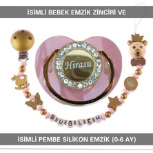 Xml Bayiciniz Tr Isimli Bebek Emzik Zinciri ve Silikon Emzik, Pembe, 0-6 Ay