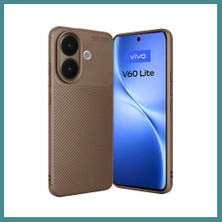 Bezos Vivo V60 Lite Uyumlu Auto Focus Karbon Kapak - Kahverengi Mac