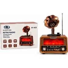 Everton RT-423  Bluetooth Fm-Usb-Tf-Aux Şarjlı Nostaljik Radyo Gramafon (Alev Ambiyans Işığı)