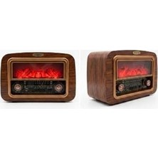 Everton RT-742 Şömine Göstergeli  Bluetooth Fm-Usb-Tf-Aux  Şarjlı Nostaljik Radyo
