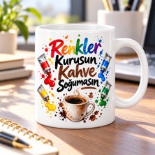 Ulu Pazarlama Renkler Kurusun Kahve Soğumasın Tasarımlı Porselen Kupa - Model 524