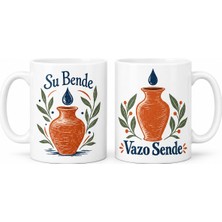 Bezos Su Bende ve Vazo Sende 2'li Porselen Kupa Seti - Model 559 Bcks