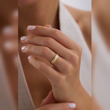 Sembol Gold 14 Ayar Altın El Yapımı Dövme Alyans 4 mm