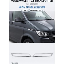 Trobus Volkswagen T6.1 Transporter 2020-2023 Uyumlu Krom Sinyal Çerçevesi 2 Parça Paslanmaz Çelik