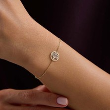 Sembol Gold 14 Ayar Altın Hayat Ağacı Figürlü Kadın Bileklik 17+2 cm