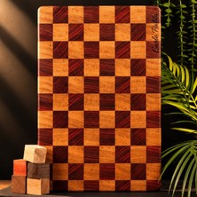Carlo Pablo %100 Doğal El Yapımı End Grain Kesme Tahtası Premium Paduk ve Iroko, Antibakteriyel Çizilmez Yüzey, Su Geçirmez (Türkiye'de Üretilmiştir)