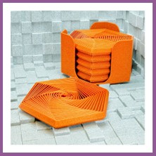 Bezos 3D Baskı Super Fidget Coaster Seti - Altıgen Desenli Bardak Altlığı ve Tutucu-Turuncu Rengaren