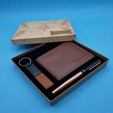 Bmk Bakır Metal Kalem Taba Cüzdan ve Anahtarlık Set