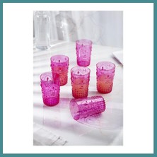 Bezos Akrilik Pembe 6'lı Kısa Bardak & Su Meşrubat Kahve Yanı Bardağı 400 ml ( Cam Değildir ) Mac
