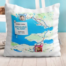 BK Gift Kişiye Özel Mutluluğun Yol Tarifi Tasarımlı Beyaz Yastık