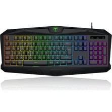 T-Dagger Tanker, T-TGK106, USB Kablolu, Türkçe Q, Rainbow Backlight, Membran Tuşlar, 104 Tuşlu, Gaming Klavye