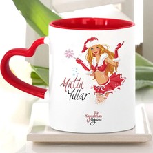 BK Gift Kişiye Özel Kırmızı Kalpli Kupa Bardak (Yılbaşı Temalı - 19)