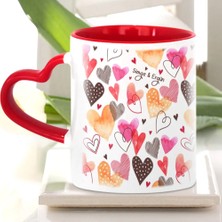 BK Gift Kişiye Özel Kırmızı Kalpli Kupa Bardak (Sevgililer Günü Temalı-49)
