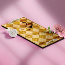 BK Gift Kişiye Özel Damalı Ahşap Sunum Tepsisi