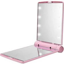 Xml Bayiciniz Tr Katlanır Mini Işıklı Makyaj Aynası Cep Çanta Aynası 8 LED PILLI(23A 12V Pil Dahildir) Pemb
