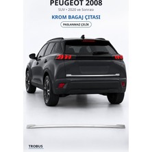 Trobus Peugeot 2008 2020 ve Sonrası Uyumlu Krom Bagaj Çıtası Paslanmaz Çelik
