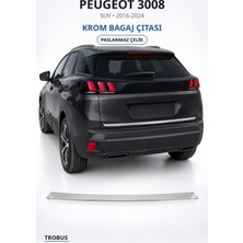Trobus Peugeot 3008 2016-2024 Uyumlu Krom Bagaj Çıtası Paslanmaz Çelik