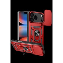 Urfakent Apple iPhone 17 Pro Uyumlu Pars Lens Yüzüklü Silikon - Kırmızı