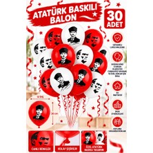 ArtMaster Atatürklü Balon 30 Adet Ata Balon Süsleme 29 Ekim 23 Nisan Kırmızı Beyaz Balon Bayrak Balon Bayram