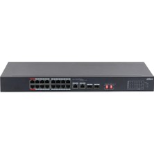 Dahua S3218-16ET-135, 16 Port, Megabit, Poe 135W, 2 Port Gigabit Uplink, 2 Port Gigabit Sfp, Longe Range 250MT, Yönetilemez, Rack Mount Switch