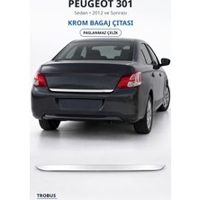 Trobus Peugeot 301 2012 ve Sonrası Uyumlu Krom Bagaj Çıtası Paslanmaz Çelik