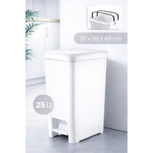 Tr Vastbin 25L Pedallı Beyaz Çöp Kovası, Kapaklı Slim Tasarım MUK-1054-01