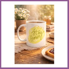 Bezos Stay Humble Porselen Kupa Model 129 – Minimal Motivasyon Kupası, Şık Tasarım, Günlük Kahve & Çay Kupası Rengaren