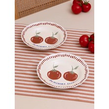 The Mia Itl Yemek Tabağı 2li Set 22 cm Kırmızı Yemek Tabağı