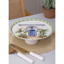The Mia Palma Ayaklı Servis Tabağı 10X30 cm Çok Renkli Servis Tabağı