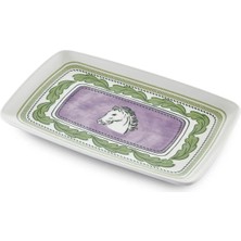 The Mia Prc D.gen Servis Tabağı 31X20 cm Yeşil Hayvan Desenli Seramik Servis Tabağı