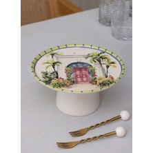The Mia Palma Ayaklı Servis Tabağı 10X19 cm Çok Renkli Servis Tabağı