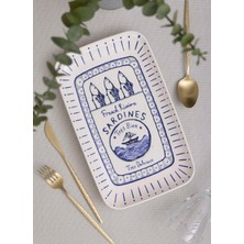 The Mia Itl D.gen Servis Tabağı 31X20 cm Mavi Hayvan Desenli Seramik Servis Tabağı