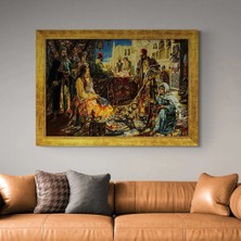 Simurg Sanatevi Tüccarın Sergisi El Dokuma Tablosu - Tuval Üzerine El Yapımı - 148 x 105 cm