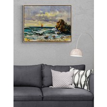 Simurg Sanatevi Deniz ve Yelkenliler Yağlı Boya Tablosu - Tuval Üzerine El Yapımı - 80 x 60 cm