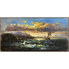Simurg Sanatevi Rüzgarın Izinde Yağlı Boya Tablosu - Tuval Üzerine El Yapımı - 160 x 80 cm