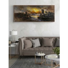Simurg Sanatevi Zamana Direnen Kale Yağlı Boya Tablosu - Tuval Üzerine El Yapımı - 150 x 60 cm