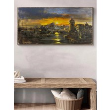 Simurg Sanatevi Istanbul Boğazında Akşamüstü Yağlı Boya Tablosu - Tuval Üzerine El Yapımı - 160 x 80 cm