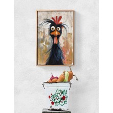 Simurg Sanatevi Şaşkın Tavuk Yağlı Boya Tablosu - Tuval Üzerine El Yapımı - 40 x 60 cm