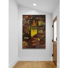 Simurg Sanatevi Galata'nın Işığında Istanbul Yağlı Boya Tablosu - Tuval Üzerine El Yapımı - 100 x 145 cm
