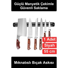 Wonara #bıçakaskısı Mıknatıslı Bıçak Askısı 55 cm Manyetik Tutucu Bant Çubuğu Duvara Monte Vidalı Mutfak Düzenleyici Metal Gereç Askılığı Siyah Şık Dekoratif Güçlü Çekim Pratik Organizer Saklama Aparatı
