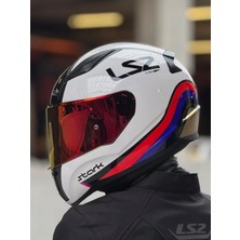 Ls2 Rapıd 2 Stark Beyaz-Kırmızı-Mavi Kask (Kırmızı Vizör)