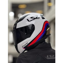 Ls2 Rapıd 2 Stark Beyaz-Kırmızı-Mavi Kask (Siyah Vizör)