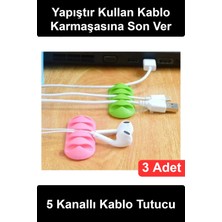 Wonara #kablotutucu Kablo Tutucu 5 Kanallı 3 Adet Yapışkanlı Masaüstü Düzenleyici Şarj USB Kulaklık Organizer Ev Ofis Gereci Masa Aksesuarı Pratik Klips Bilgisayar Laptop Sabitleyici Karışık Renkli Set