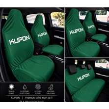 Şimika Yeşil Kupon Kumaş Servis Kılıfı Ön Arka Kılıf 4 Parça (Arka 2 Parca Logolu) Penye 1.kalite Esnek Likralı Üniversal Yıkanabilir Her Araca Uyumlu