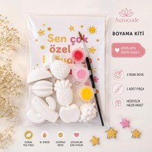 Tr Meyve Figürlü Boyama Kiti | 6'li Taş Tozu Boyama Seti | Çocuk Hobi ve Aktivite Kiti | Hediyel