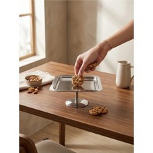 Maglor Lüx Ayaklı 22 cm Kare Tek Katlı Ayaklı Sunumluk Tepsisi, Ikramlık, Stand , Çok Amaçlı Kullanım